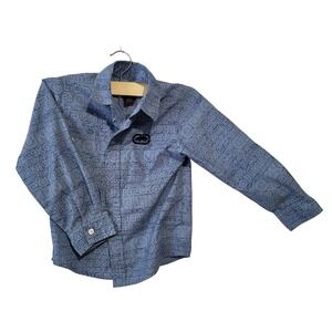 Ecko Unltd Youth Blue All‎ Over Print Long Sleeve Button Shirt